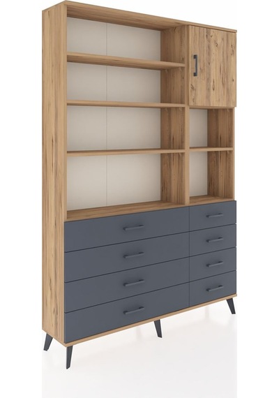Arges Dolap 8 Raflı 8 Çekmeceli Tek Kapaklı 132x30x195 Çam-çam/antrasit Atlas Çam/antrasıt Arges Dolap 8 Raflı 8 Çekmeceli Tek Kapaklı 132x30x195 Çam-çam/antrasit Atlas Çam/antrasıt