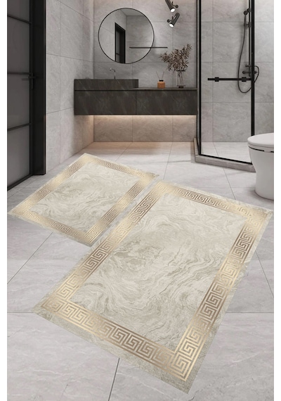 Eliana Home Dijital Baskı 2'li Banyo Paspas Takımı Lna5-sm273 100x60 Ve 60x50 Cm Bej