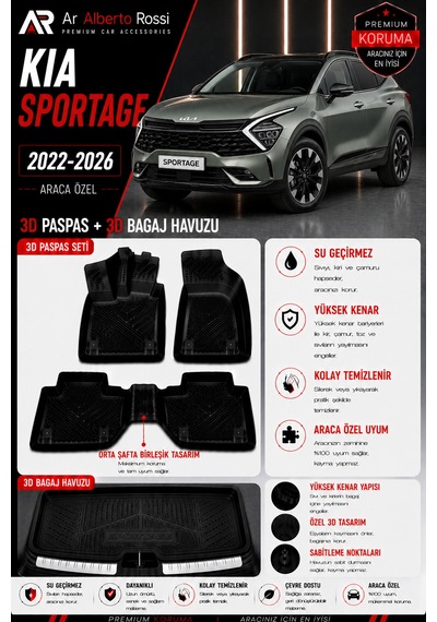 Kıa Sportage 2022-2026 Araca Özel 3d Paspas + 3d Bagaj Havuzu
