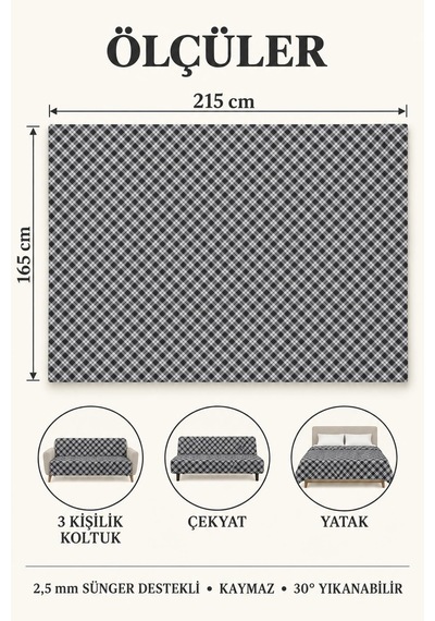 Çok Amaçlı Kadife Koltuk Örtüsü Kaymaz Süngerli 165x215 Cm Modern Bohem Çekyat Şalı Piknik Masa Örtüsü Alk4 Açık Gri