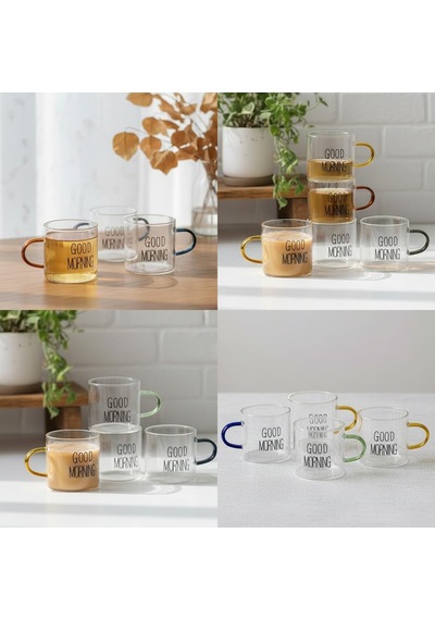6'lı Borosilikat Cam Espresso Ve Türk Kahvesi Fincanı Seti 90 Ml - Düz Ve Rölyefli Seçenekli Tabaksız Mini Kupa Düz Çok Renkli