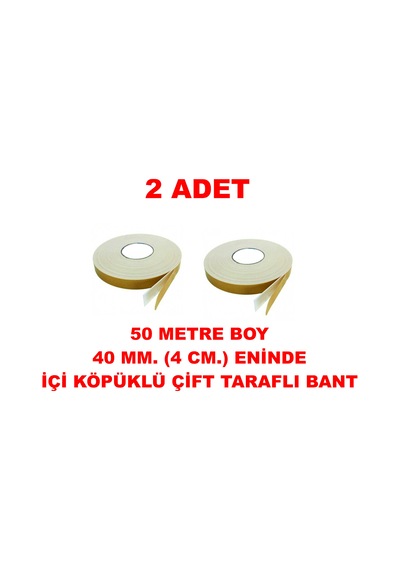Çift Taraflı İçi Köpüklü Sarı Bant 50 M. Uzunlukta 40 Mm-4 Cm Ebatında 2 Adet