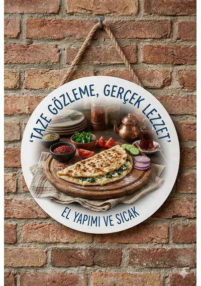 Gözleme Temalı Börekçiler Kahvaltıcılar Cafeler İçin Ahşap Duvar Kapı Dekoratif Süs Tablo