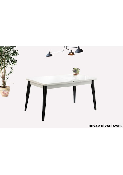 Kelebek Açılır Mdf Masa Mutfak,salon,yemek Odası Masası 60x100 Cm Siyah - Beyaz