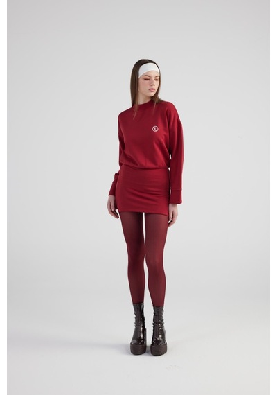 Holly Lolly Yırtmaçlı Dokuma Kumaş Mini Claire Elbise Bordo