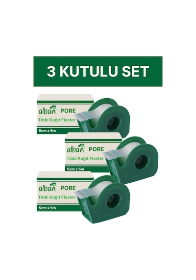 Kağıt Flaster 5cmx5m, 3 Kutulu Set, Medikal Pore Cerrahi Bant