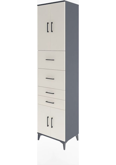 Hyperion Dolap 2 Raflı 4 Çekmeceli 4 Kapaklı 60x44x243 Antras... Antrasit