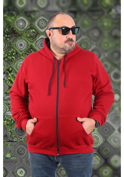 Moc Grande Mocgrande Büyük Beden Unisex Kapüşonlu 3Ip Sweat 11701 Bordo