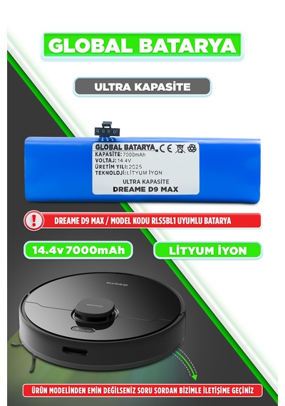 Dreame D9 Max Uyumlu Batarya 7000mah
