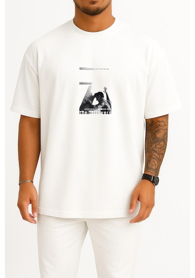 Bahriyeli Collection Oversize The Leftlovers Hbo Still Here Göğüs Tasarımlı Unisex T-shirt Beyaz