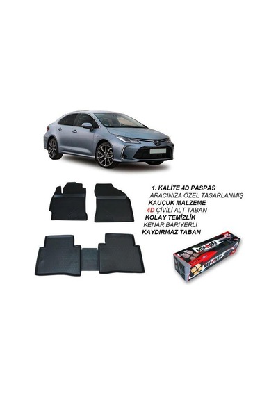 Toyota Corolla Uyumlu 2019 Sonrasi Siyah 4D Refref Kaucuk Havuzlu Oto Pa