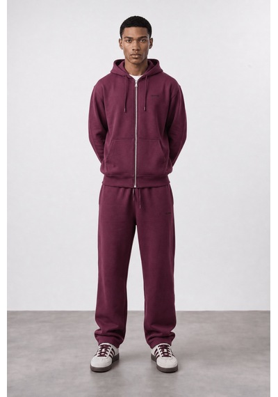 Erkek Respire Basic Oversize Zip Vişne Bordo