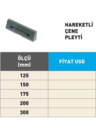 Fett 200mm Krasnic Süper Hassas Tezgah Mengene Hareketli Çene Pleyti