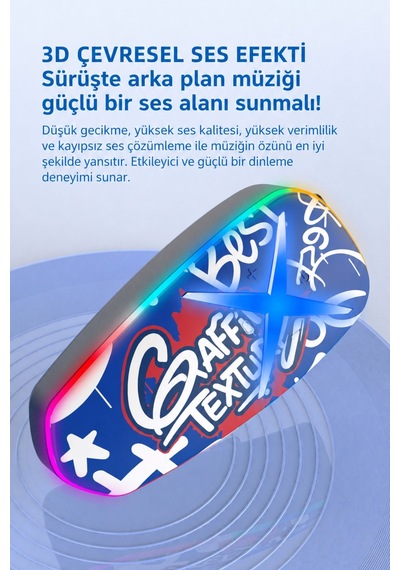 Syk-15 Bluetooh 5.4 Motosiklet Kask Kulaklık Intercom Rgb Işıklı Motorsiklet Interkom