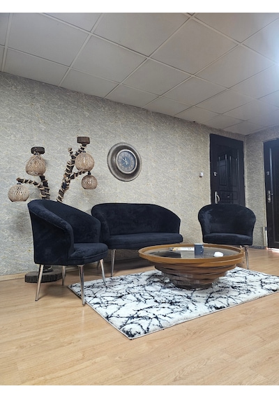 Zafir Teddy Takım Krom Kaplama Sivriltme Ayak Çay Seti Koltuk - Berjer , Balkon, Salon, Ofis Siyah Zafir Teddy Takım Krom Kaplama Sivriltme Ayak Çay Seti Koltuk - Berjer , Balkon, Salon, Ofis Siyah