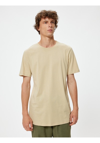 Koton Basic Tişört Slim Fit Bisiklet Yaka Kısa Kollu Bej 4sam10842hk Ekru