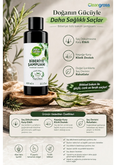 Natur Garden Fresh Naturgarden Biberiye Özlü Saç Bakım Şampuanı 400 Ml Besleyici Ve Güçlendirici Bakım, Tüm Saç Tipleri İçin