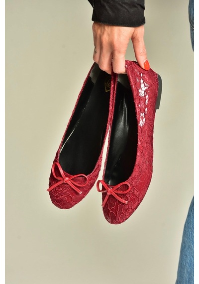 Fox Shoes Z726243404 Bordo Kumaş Kadın Babet