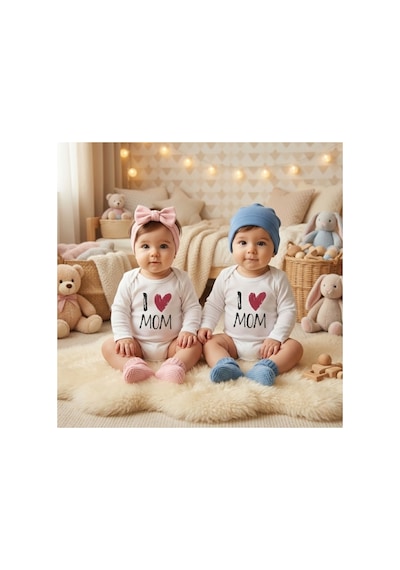 Babysena I Love Mom Erkek / Kız Bebek Body Beyaz