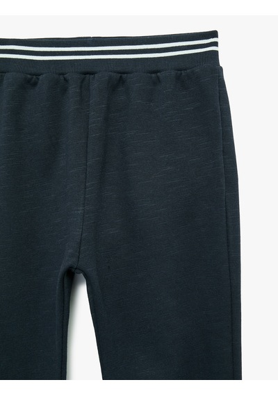 Koton Pamuklu Beli Lastikli Şardonlu Jogger Eşofman Altı Lacivert 7wmb40020tk