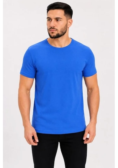 Defymoda Erkek Basic Tişört Bisiklet Yaka Kısa Kol Günlük Yazlık Slim Fit T-shirt - Saks Mavisi Defymoda Erkek Basic Tişört Bisiklet Yaka Kısa Kol Günlük Yazlık Slim Fit T-shirt - Saks Mavisi