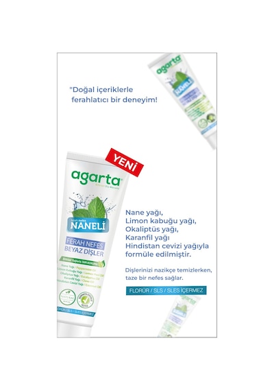 Agarta Doğal Diş Macunu 100ml Naneli 9 Lu Set Beyazlık