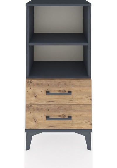 Arges Komodin 2 Raflı 2 Çekmeceli 44x30x96 Antrasit-çam Antrasit