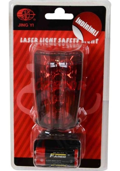 Arka Stop Lazer 5 Led Li - 3 Fonksiyonlu - Su Geçirmez Pil Dahil Jy-2l-a Kırmızı