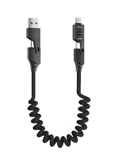 İphone İle Uyumlu 4'ü 1 Arada Type-c Ve Usb-a 65w Akordiyonlu Şarj Kablosu