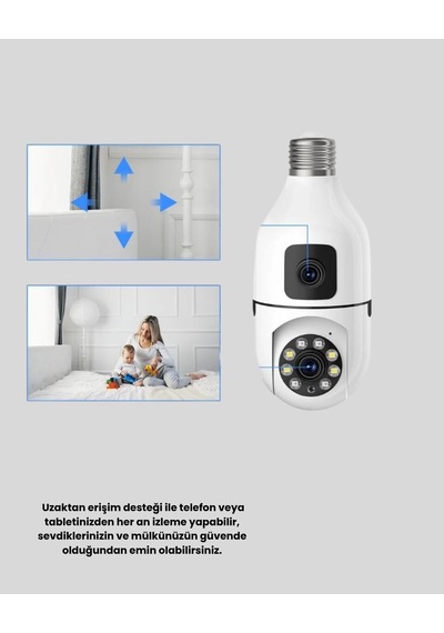 1080p Wifi Ampul Kamera Uzaktan Erişimli Hareket Sensörlü Gece Görüşlü 57585372