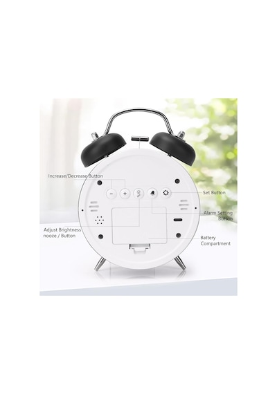 Valkyrie Led Ekranlı Analog Alarmlı Masa Saati Çalar Saat Pil Dereceli Çift Alarmlı Dijital Saat Siyah