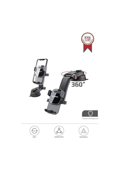 Torima Jx-048 Siyah Araç İçi Vantuzlu 360 Derece Telefon Tutucu