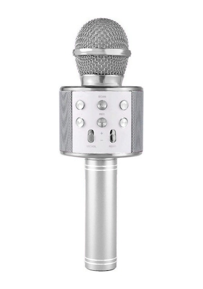 Ws 858 Karaoke Mikrofon Bluetooth Hoparlör Gümüş