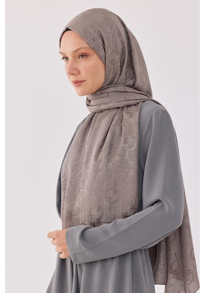 Mirsoy Scarf Daka Desen Parlak Jakar Şal - Gri Gri