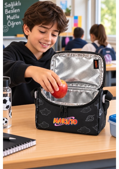 Naruto Termoslu Beslenme Çantası Çocuk Okul Yemek Çantası Günlük Kullanım 24x22x10 Cm Çok Renkli