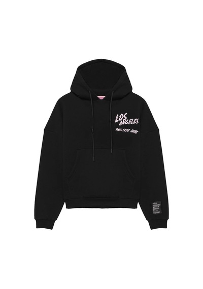 Olla Collection Sırtı Baskılı Kanguru Cepli Kapüşonlu Sweatshirt Siyah Siyah