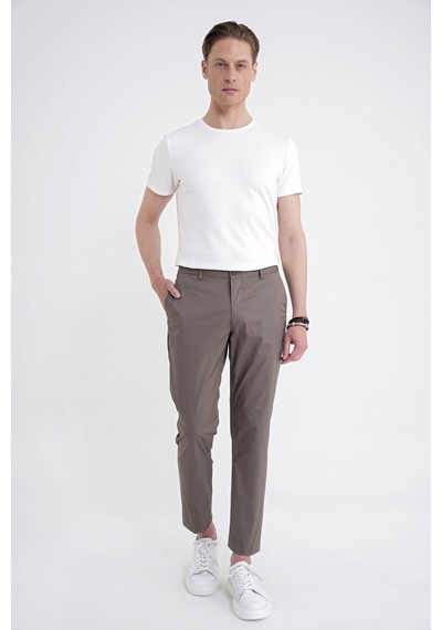 Comfort Fit Yan Cep Beli Lastikli %97 Pamuk Haki Pantolon P 1214