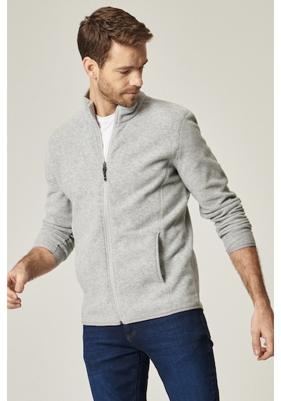 AC&Co / Altınyıldız Classics 4A5221100014GMJS Standart Fit Fermuarlı Bato Yaka Polar Erkek Ceket Gri