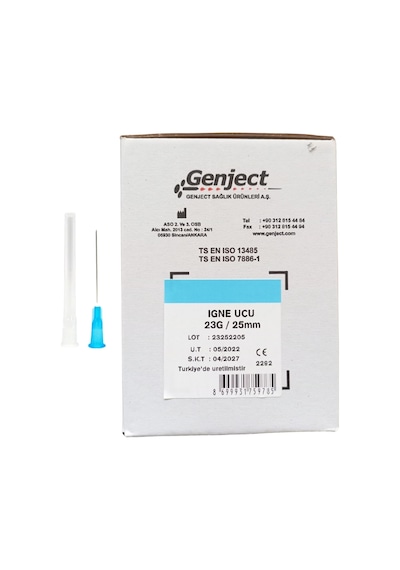 Genject - Enjektör İğne Ucu 25mm Mavi 23g - 500 Adet