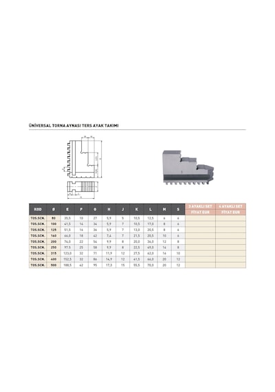 Fett 100mm Tos 3 Ayaklı Set Ters Ayak Takımı