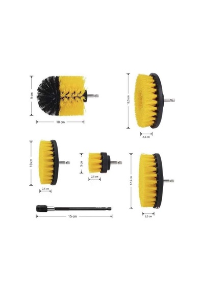 Livx Hygiene Matkap Ucuna Takılan Profesyonel Temizlik Fırçası 5 Parça Ve 15 Cm Uzatma Çubuğu Sarı Muf-01 Sku: Smgstk8b5cbb2279