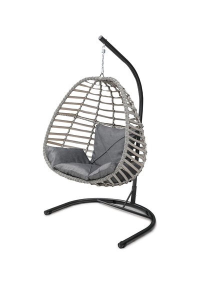 Rattan Tek Kişilik Bahçe Balkon Ev Salıncağı,bal Gri2