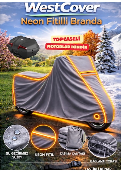 Honda Sh 125 Topcaseli Neon Fitilli-tncu Su Geçirmez Motorsiklet Brandası