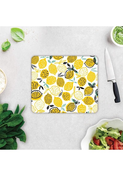 Decorita 10011502223 Sarı Limonlar Cam Kesme Tahtası, 29cm X 34cm Diğer