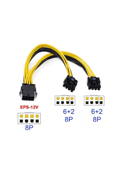 30 cm 8 pin to 6+2 pin pci express power kablo 30 cm 8 pin to 6+2 pin power gpu kablo