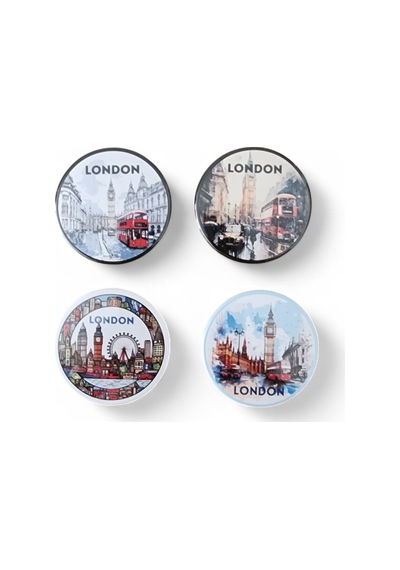 Londra Magnet Set 3 - 4'lü Buzdolabı Magnet London Karışık Renkli