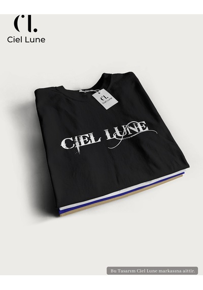 Nevermınd Erkek Blocking Graphic Ciel Lune - Oversize Tişört Siyah Siyah
