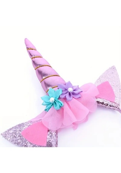 2 Parça Set Takım Kanat Unicorn Taç Peri Pembe Parlak Parti Kostüm Aksesuar Etkinlik Kız Çocuk
