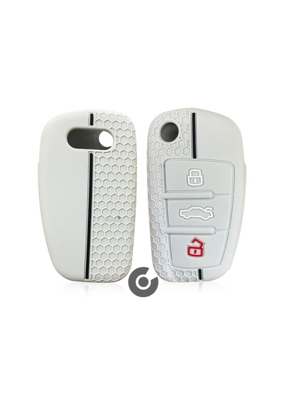 Audi A1 A3 A4 A5 A6 A7 & Q3 Q5 Q7 Q8 & Tt S3 S4 S6 Rs Silikon Anahtar Kılıfı Açık Gri
