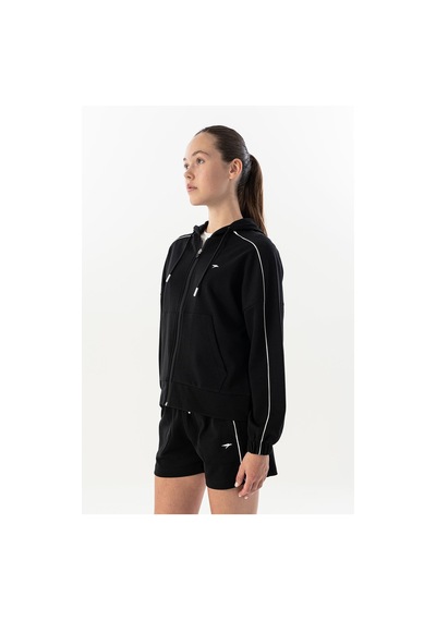 Maraton Comfort Kadın Kapüşonlu Siyah-beyaz Tracktop Siyah-beyaz